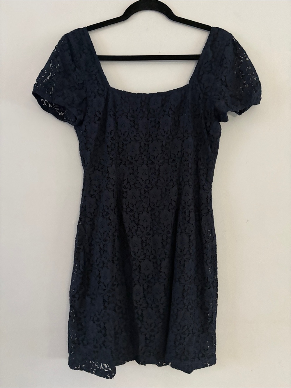 Abercrombie & Fitch Navy Lace Button-Front Mini Dress - Picture 8 of 8